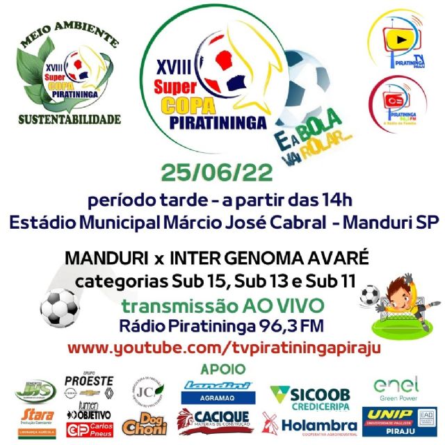 JOGOS DO FINAL DE SEMANA SUPER COPA PIRATININGA